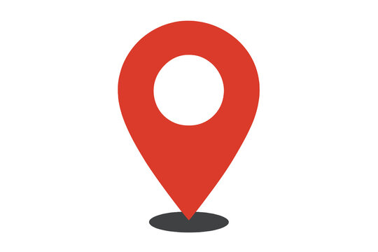 simple red map marker symbol, clean vector on transparent