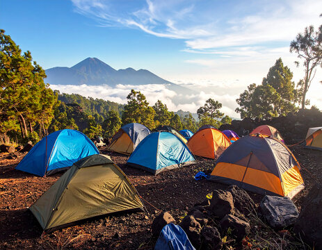 Mount Arjuno Basecamp Scene