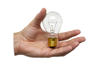 Hand Hold Lightbulb Idea Innovation and Inspiration on Transparent