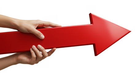 Hand Hold Red Arrow Pointing Right Transparent Background Image