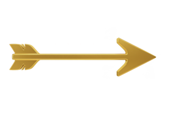 Gold Arrow Pointing Right Isolated on Transparent Background Illustration