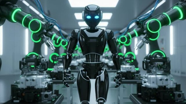Advanced Robotics in a High-Tech Factory Showcasing Automation and Innovation