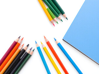 colored pencils isolated on white background