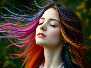 woman with multi-colored hair