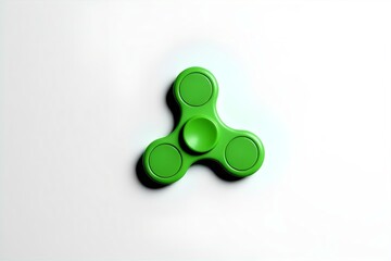 Green Fidget Spinner Toy: Close-Up Stock Photo of Popular Stress Relief Gadget for Kids and Adults on White Background
