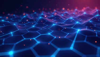 Intricate blue lines form glowing grid, digital backdrop , network, innovation