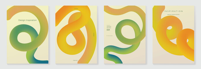 Naklejka na ściany i meble Modern gradient poster background vector set. Cover template with vibrant wavy line. Modern Design for wall art, flyers, brochures, covers and web banners.