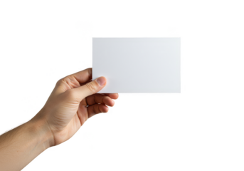 Hand Holding White Business Card Mockup Isolated Transparent Background