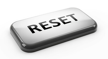 Glossy White Reset Button On Light Background Isolated Perspective