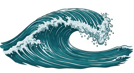 A detailed illustration of a powerful ocean wave cresting.