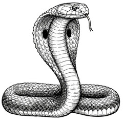 Fototapeta premium Illustration of Detailed Cobra Snake Venomous Predator on Transparent Background