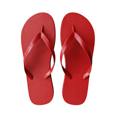 Two red flip flops isolated on white background representing summer and beach lifestyle