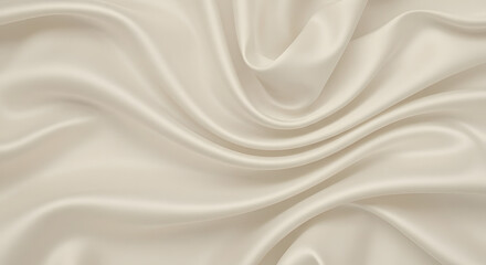 Obraz premium Elegant Cream Satin Fabric Draped in Soft Folded Style for Luxury and Fashion