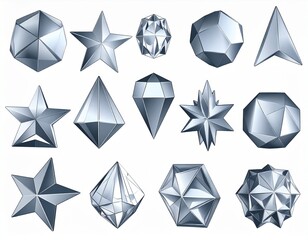 geometric shapes and a geometric holographic 3D vector icon set._ball,liquid,cone,