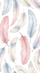 Elegant Colorful Feathers Pastel Illustration on White Background