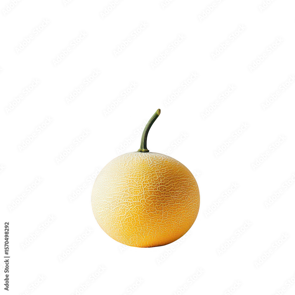 Aufkleber a ripe cantaloupe melon with a textured rind and a green stem isolated on transparent background