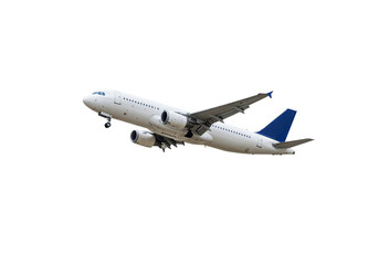 Isolated Airplane Taking Off in White Commercial Aircraft Flight