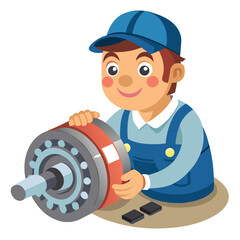 Industrial Motor Bearing Technician Performing Mechanical Maintenance