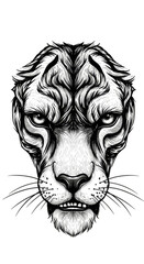 Obraz premium Illustration of Bold Black and White Tiger with Transparent Background