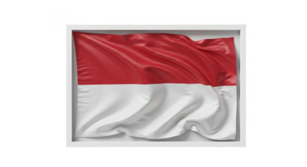 Indonesia Flag Waving Textured Silk Fabric a Transparent Background