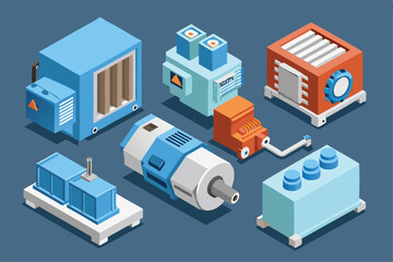 Obraz premium Power Station Generators With Different Size And Gas Types