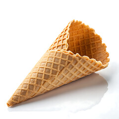 Empty Waffle Ice Cream Cone Isolated on White Background – Crispy Dessert Concept"