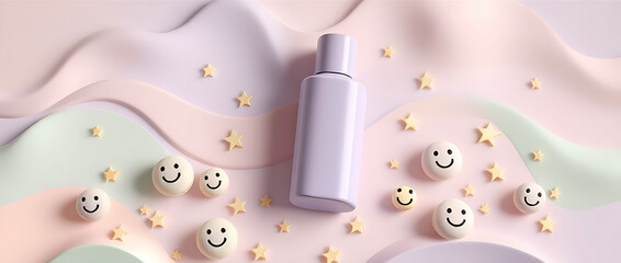 Pastel Cosmetic Bottle with Whimsical 3D Fantasy Design