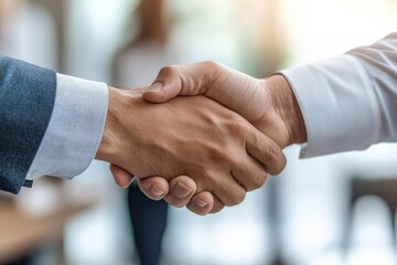 Group of successful businesspeople meeting. Client and suppliers shaking hands after completing the agreement deal, Generative AI