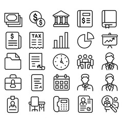 Business icons, white isolate background