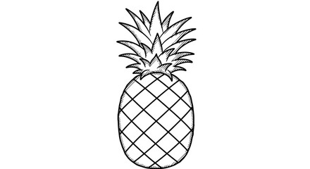 Simple black and white line drawing of a pineapple.