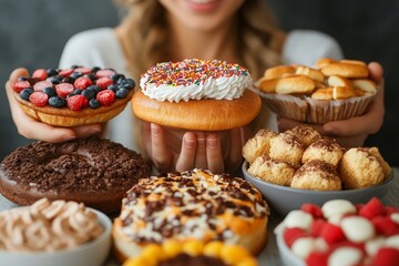 Person pushing unhealthy food aside and choosing healthier options for their well-being, Generative AI