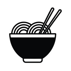 Bowl Of Noodles With Chopsticks Vector Illustration