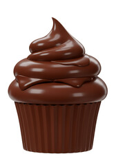 Isolated 3D Chocolate Cupcake Sweet Treat on Transparent Background