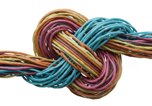 Intertwined Wires Knot Cable Connection Network Fiber Transparent Background