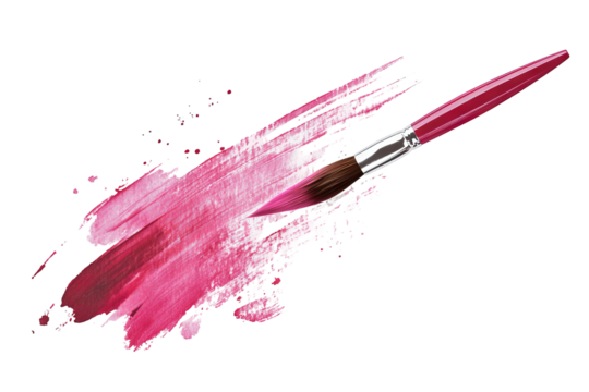 Vibrant pink and red hand-painted ink brush cross stroke with expressive textured edges, isolated high-resolution PNG on transparent background perfect for bold text overlays and grunge accents - Powered by Adobe