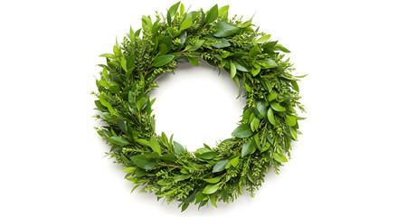Green Leaf Wreath Natural Decorative Circular Arrangement for Spring or Summer Decor