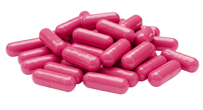 Isolated 3D Render Pink Capsules Medicines Pills Health Transparent