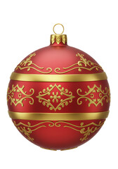 Isolated Christmas Bauble Ornament Red and Gold Decorations Holiday