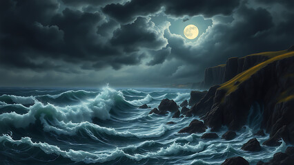storm over the sea