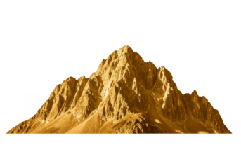 Isolated Golden Mountain Peak Landscape Transparent Background