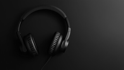 Headset black communication equipment for entertain or working isolated background