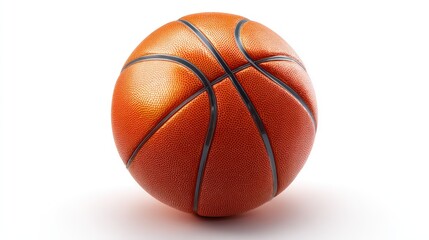 Angled side view of a realistic basketball showing curvature and lighting gradient, vivid orange color and texture, isolated on white for athletic or fitness content
