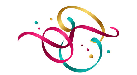 Abstract Design with Intertwined Gold Teal and Magenta Ribbons