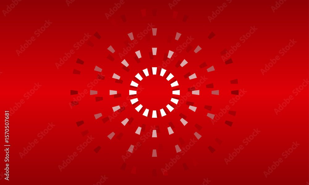 Poster white dash line circle shape on gradient red background