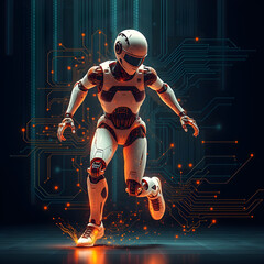 Leaping Cybernetic Runner with Dynamic Energy Trails