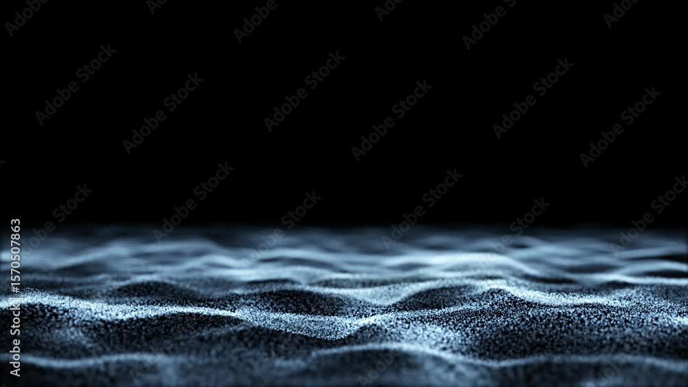 Canvas Prints dotted waves abstract sea landscape on loop copy space black background.