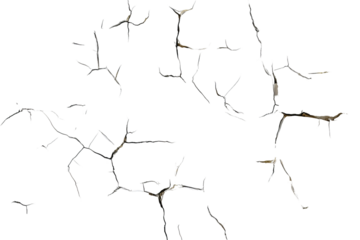 Jagged black wall crack isolated on transparent background high-resolution PNG cutout ideal for urban decay textures, architectural damage overlays, distressed design elements, and dramatic digital