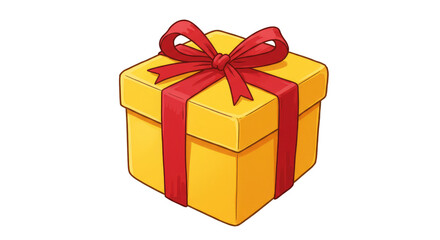 Obraz premium Isolated Gift Box with Yellow Present Red Ribbon Birthday Surprise