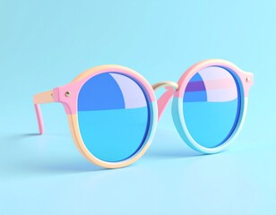 Fototapeta premium 3d render illustration of funny sunglasses. Retro 80's style. Cute and pastel colors