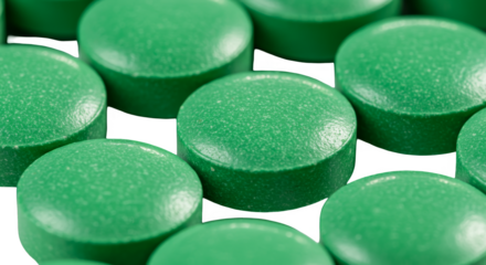 Isolated Green Pills for Medication Healthcare Remedy Transparent